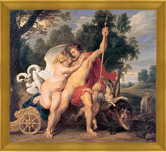 Картина в раме - Venus and Adonis. Питер Пауль Рубенс