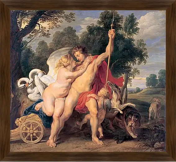 Картина в раме - Venus and Adonis. Питер Пауль Рубенс