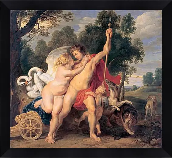 Картина в раме - Venus and Adonis. Питер Пауль Рубенс