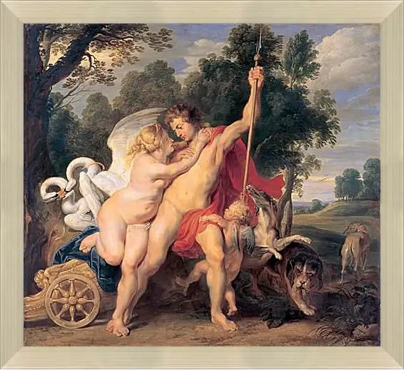 Картина в раме - Venus and Adonis. Питер Пауль Рубенс