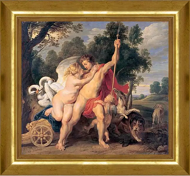 Картина в раме - Venus and Adonis. Питер Пауль Рубенс