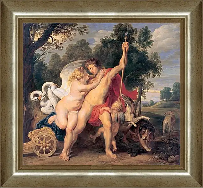 Картина в раме - Venus and Adonis. Питер Пауль Рубенс