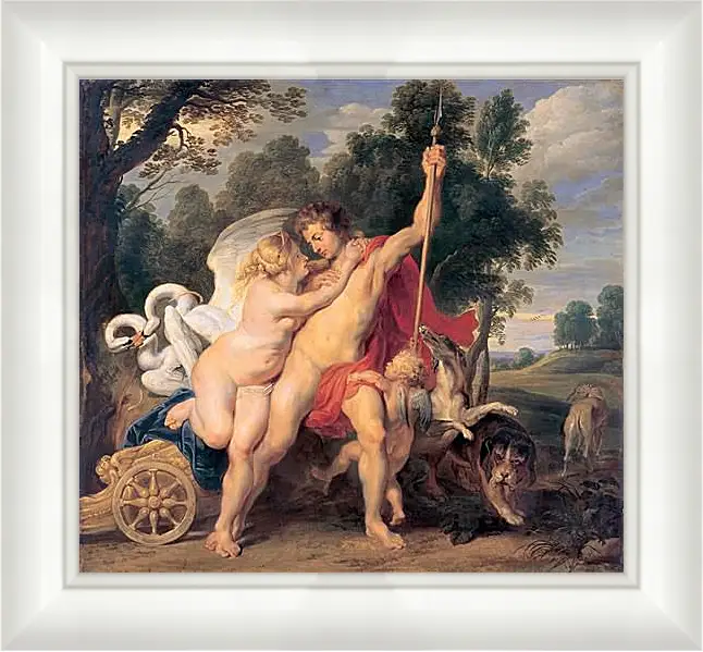 Картина в раме - Venus and Adonis. Питер Пауль Рубенс