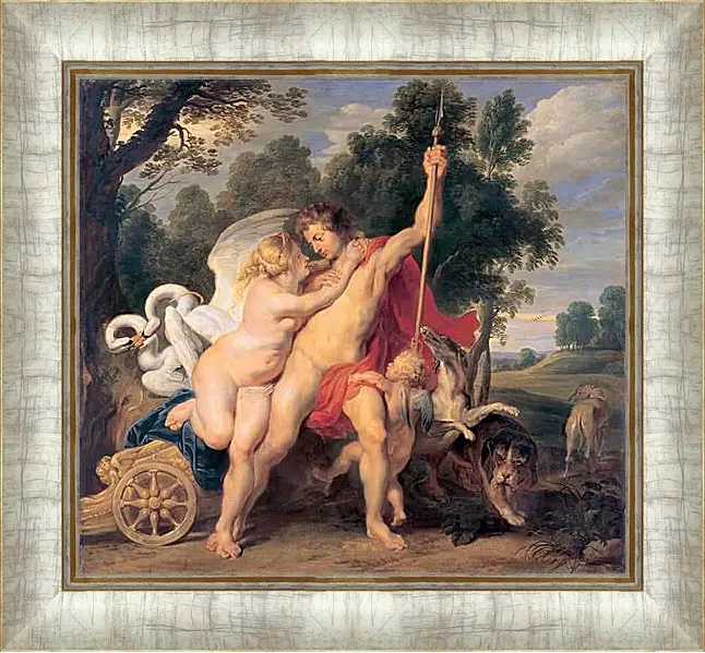 Картина в раме - Venus and Adonis. Питер Пауль Рубенс