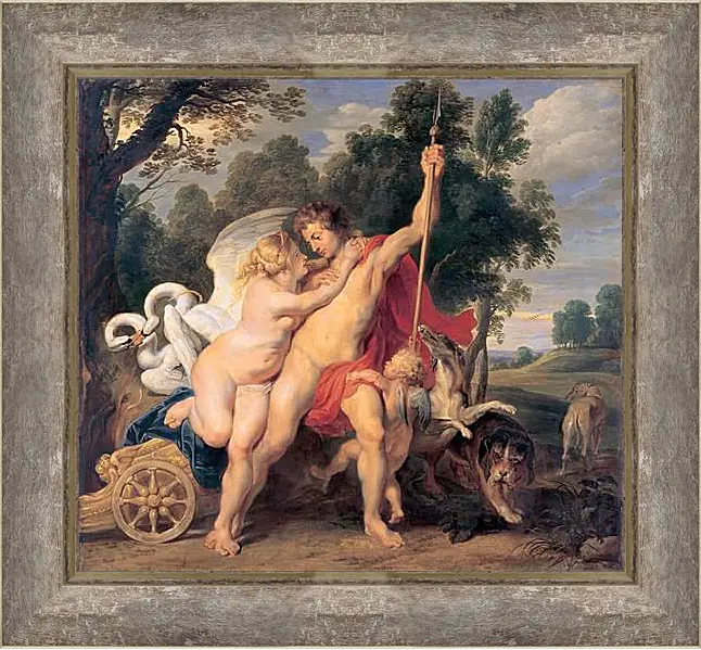 Картина в раме - Venus and Adonis. Питер Пауль Рубенс