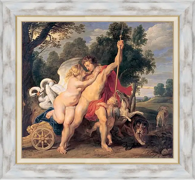 Картина в раме - Venus and Adonis. Питер Пауль Рубенс