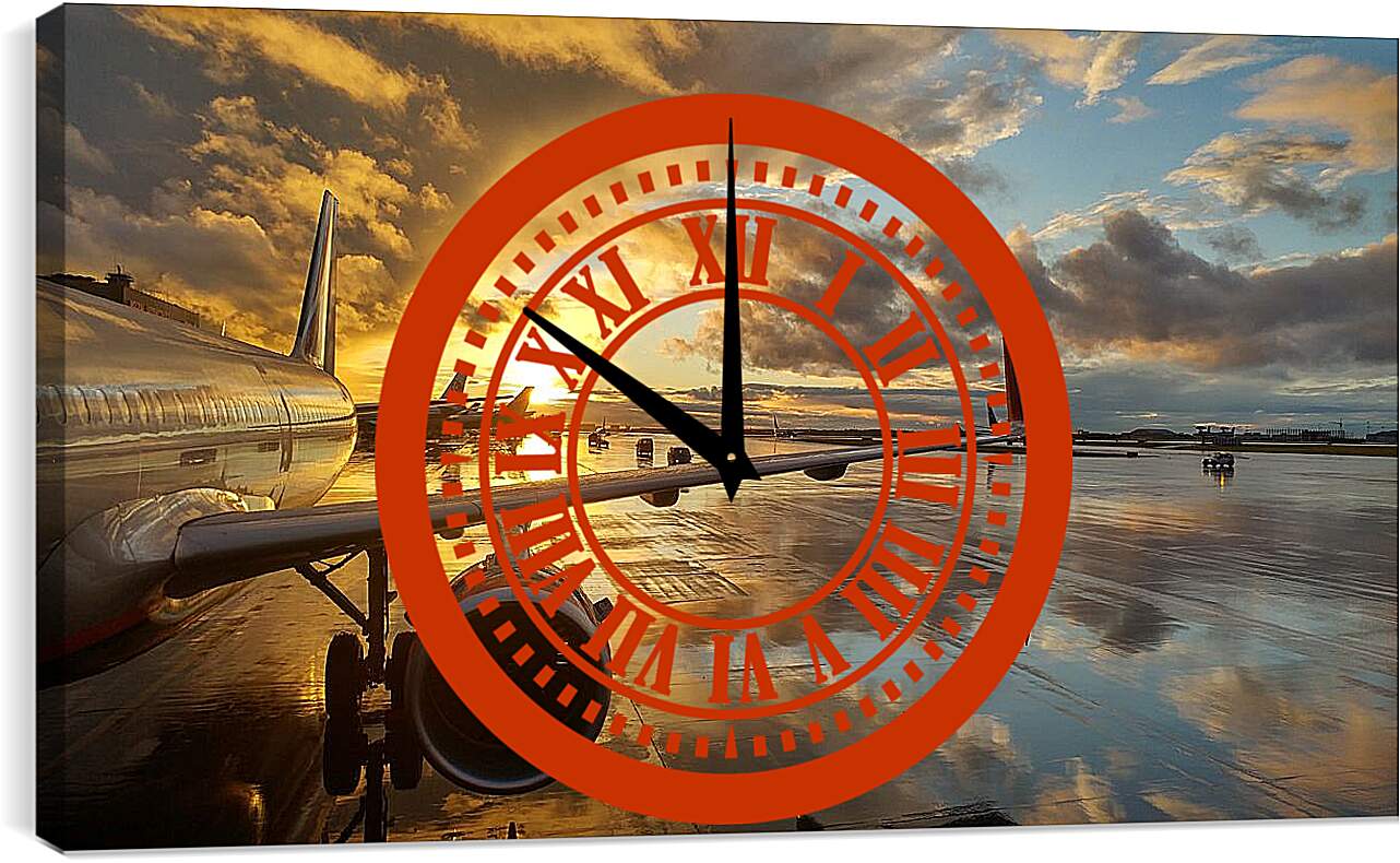Часы картина - Крыло самолёта