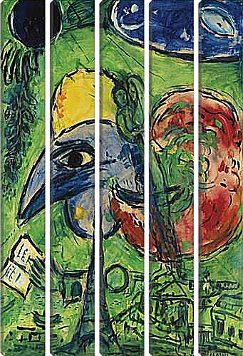 Модульная картина - ETUDE  POUR  LES  BOULEVARDS  A  PARIS  FANTASTIQUE. (Этюд бульвара или фантистический Париж) Марк Шагал