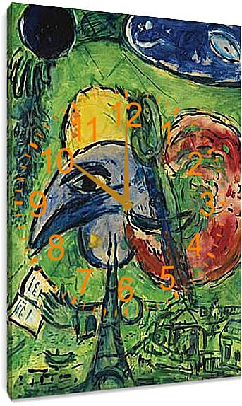 Часы картина - ETUDE  POUR  LES  BOULEVARDS  A  PARIS  FANTASTIQUE. (Этюд бульвара или фантистический Париж) Марк Шагал