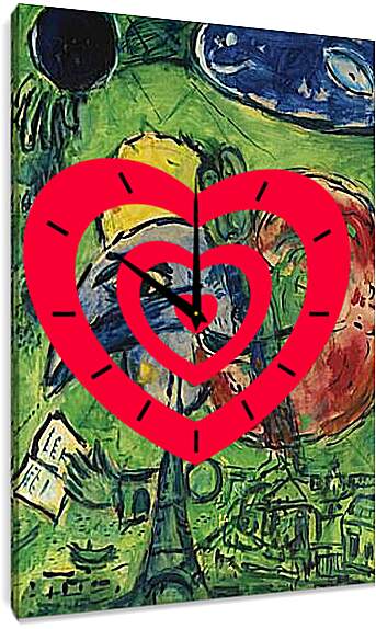 Часы картина - ETUDE  POUR  LES  BOULEVARDS  A  PARIS  FANTASTIQUE. (Этюд бульвара или фантистический Париж) Марк Шагал