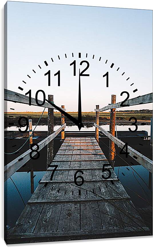 Часы картина - Мостик на реке