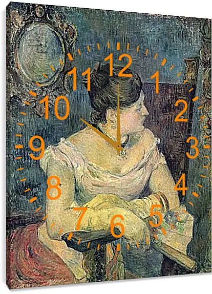 Часы картина - Mette Gauguin en robe de soir. Поль Гоген