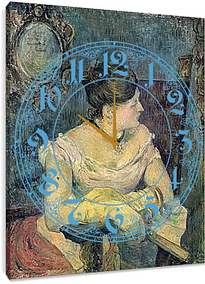 Часы картина - Mette Gauguin en robe de soir. Поль Гоген