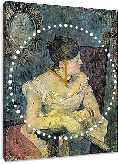 Часы картина - Mette Gauguin en robe de soir. Поль Гоген