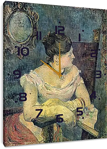 Часы картина - Mette Gauguin en robe de soir. Поль Гоген