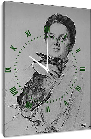 Часы картина - Обнинская с зайчиком. Валентин Александрович Серов