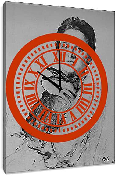 Часы картина - Обнинская с зайчиком. Валентин Александрович Серов