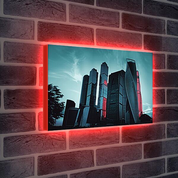 Лайтбокс световая панель - Москва-сити на рассвете