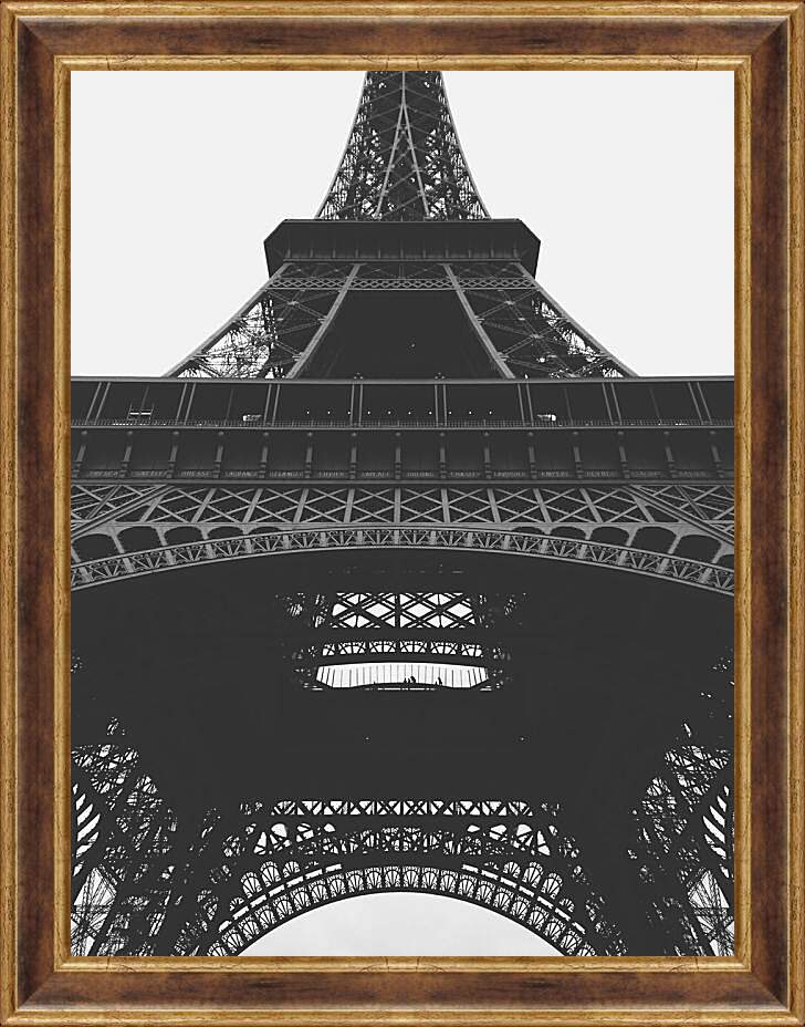 Картина в раме - Черно-белая Эйфелева башня