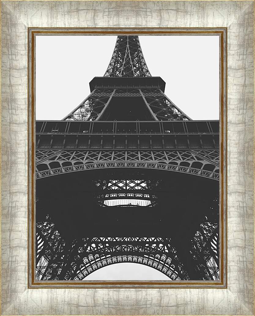 Картина в раме - Черно-белая Эйфелева башня
