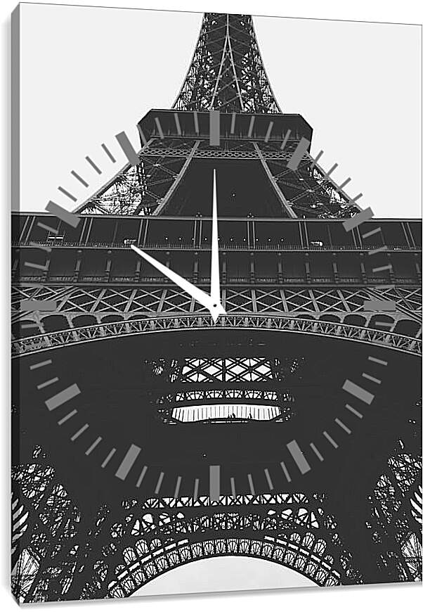 Часы картина - Черно-белая Эйфелева башня