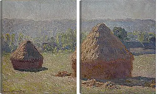 Модульная картина - Haystacks at the End of the Summer, Morning Effect. Клод Моне