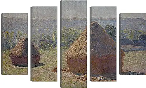 Модульная картина - Haystacks at the End of the Summer, Morning Effect. Клод Моне