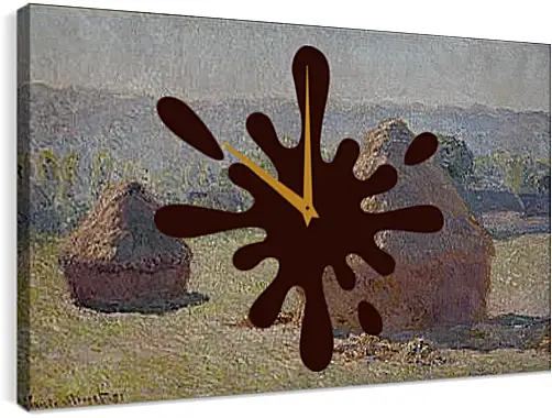 Часы картина - Haystacks at the End of the Summer, Morning Effect. Клод Моне
