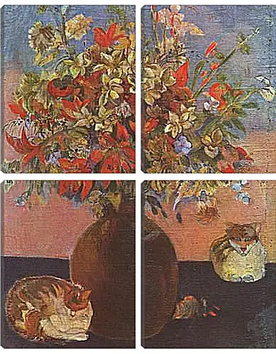 Модульная картина - Nature morte aux chats. Поль Гоген