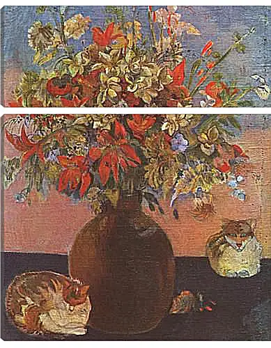 Модульная картина - Nature morte aux chats. Поль Гоген