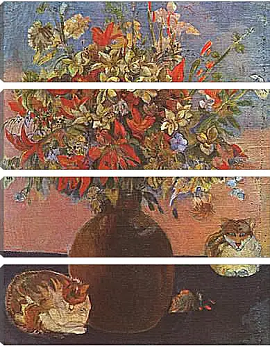 Модульная картина - Nature morte aux chats. Поль Гоген