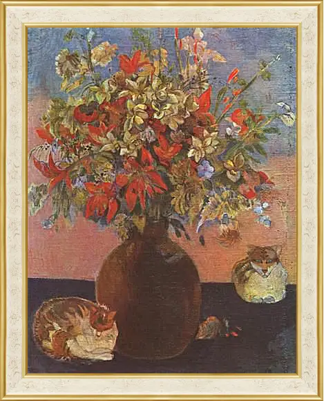 Картина в раме - Nature morte aux chats. Поль Гоген