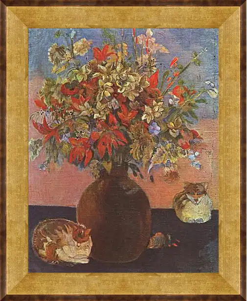 Картина в раме - Nature morte aux chats. Поль Гоген