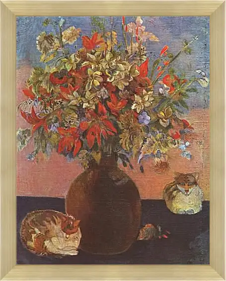 Картина в раме - Nature morte aux chats. Поль Гоген