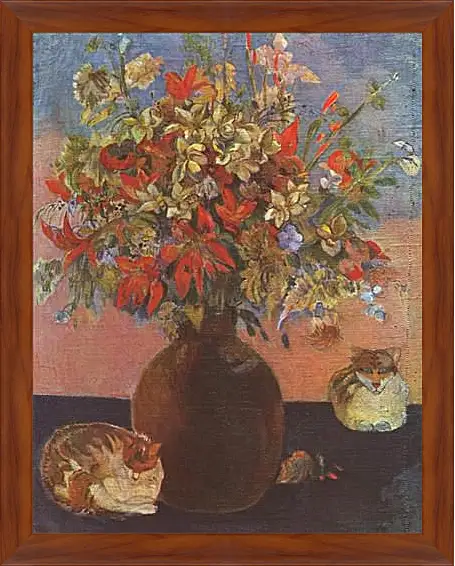 Картина в раме - Nature morte aux chats. Поль Гоген