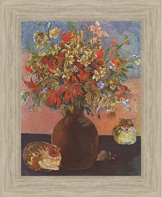 Картина в раме - Nature morte aux chats. Поль Гоген