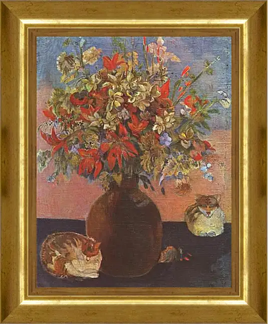 Картина в раме - Nature morte aux chats. Поль Гоген