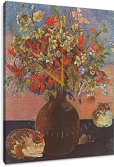 Часы картина - Nature morte aux chats. Поль Гоген