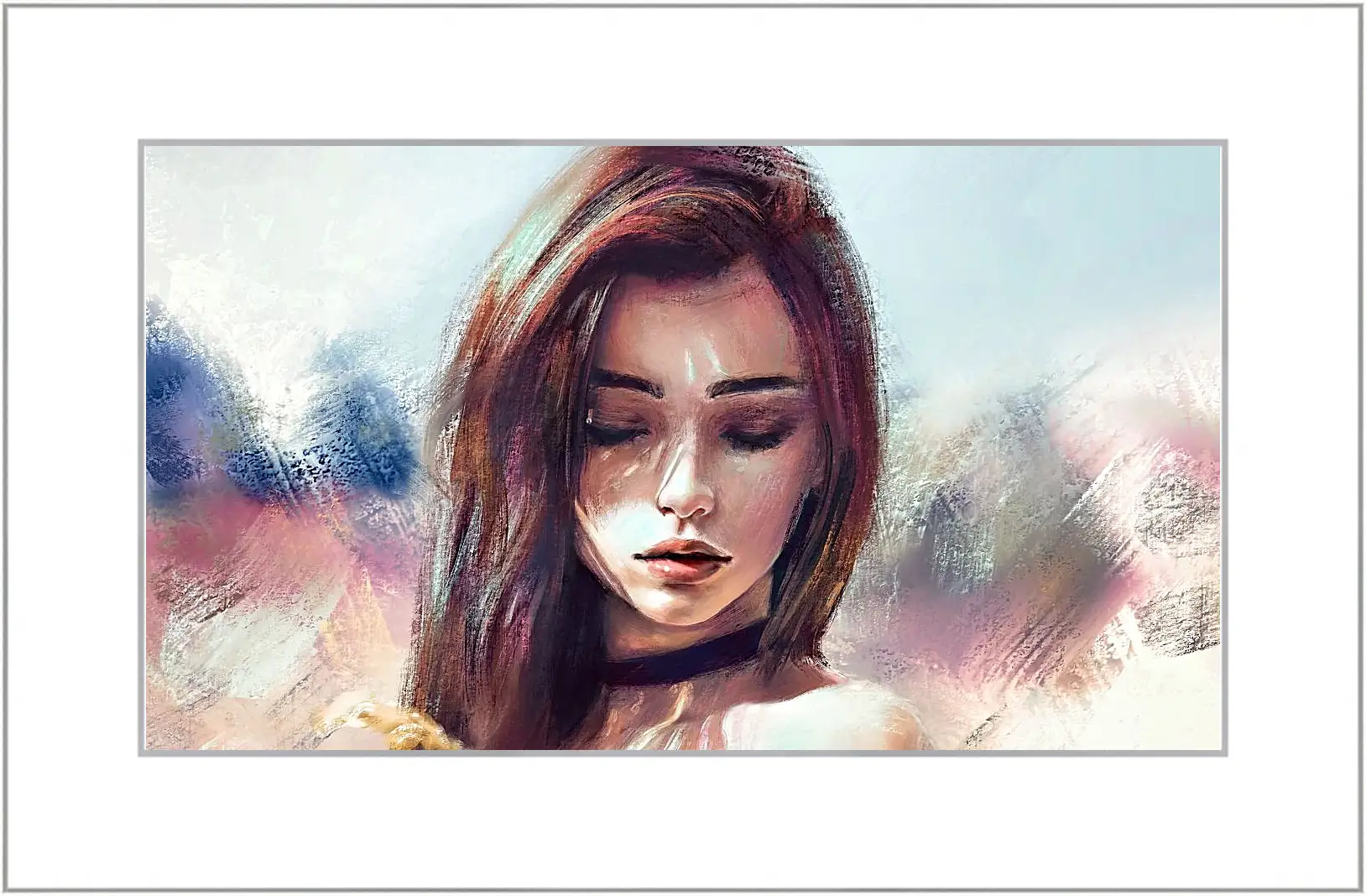 Картина в раме - Шатенка
