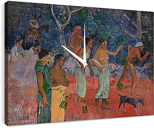 Часы картина - Scene from Tahitian Life. Поль Гоген