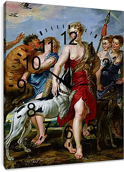 Часы картина - Diana and Nymphs Departing for the Hunt. Питер Пауль Рубенс