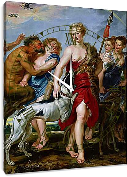 Часы картина - Diana and Nymphs Departing for the Hunt. Питер Пауль Рубенс