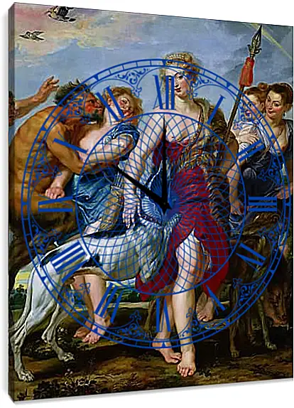 Часы картина - Diana and Nymphs Departing for the Hunt. Питер Пауль Рубенс