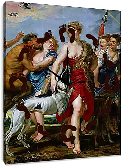 Часы картина - Diana and Nymphs Departing for the Hunt. Питер Пауль Рубенс