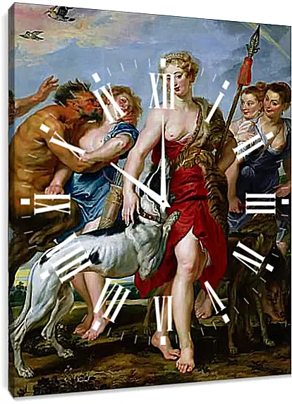 Часы картина - Diana and Nymphs Departing for the Hunt. Питер Пауль Рубенс