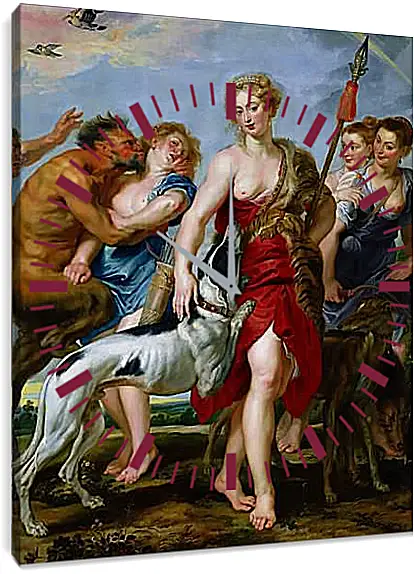 Часы картина - Diana and Nymphs Departing for the Hunt. Питер Пауль Рубенс