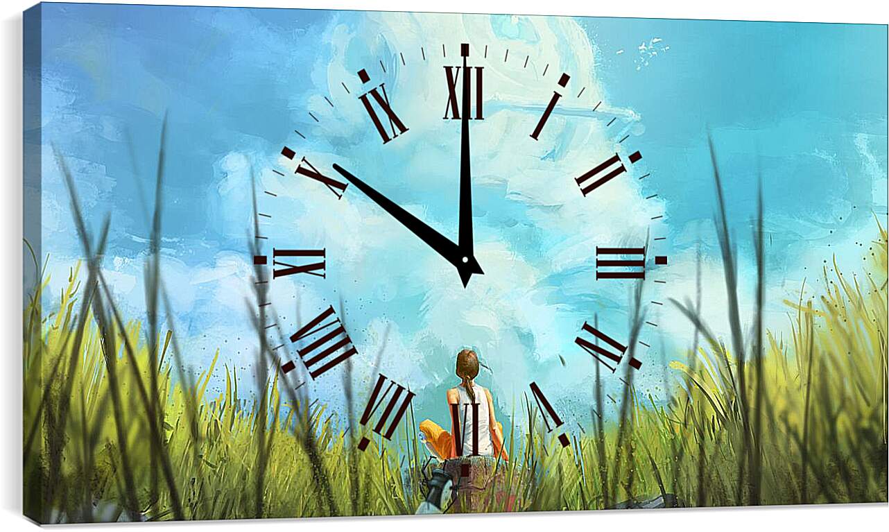 Часы картина - Девушка в поле