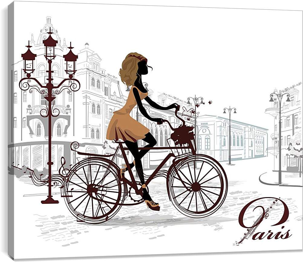 Постер и плакат - Девушка на велосипеде