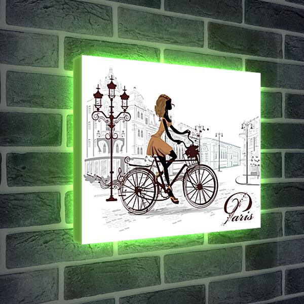 Лайтбокс световая панель - Девушка на велосипеде