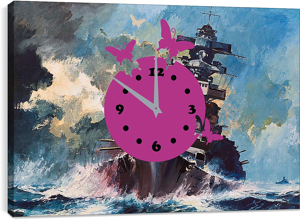 Часы картина - Корабль в шторм